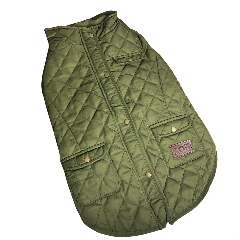 Fab Dog Olive Quilted Barn Coat Dog Jacket Vest 20 Inch Hunting‎ NWT